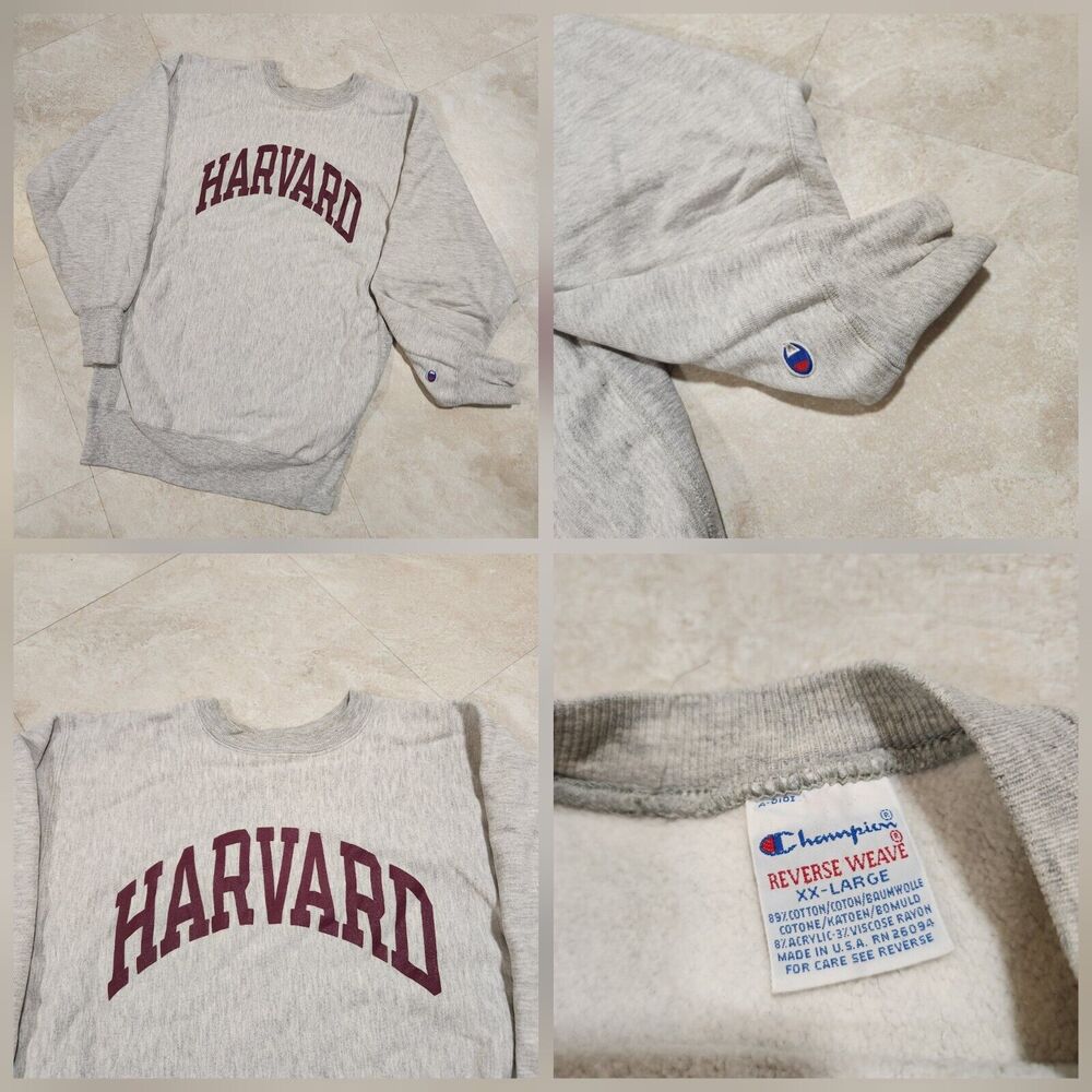 VTG 90s‎ Harvard University Champion Reverse Weave Mens 2XL Crewneck Sweatshirt